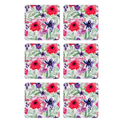 Denby Set Of 6 Watercolour Floral Coasters