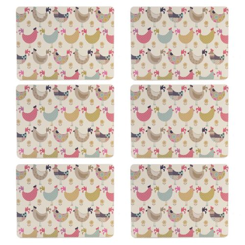 Denby Set Of 6 Cockerel And Hens Placemats