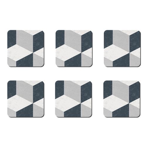 Denby Grey Geometric Square Set Of 6 Coasters