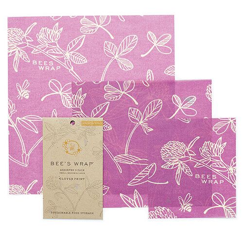 Bee's Wrap Clover Print Set Of 3 Assorted Size Wraps