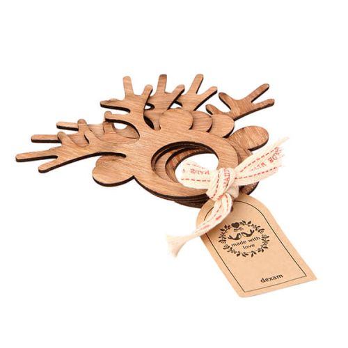 Dexam Yuletide Reindeer Set Of 4 Wooden Napkin Rings