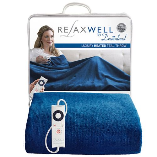 Relaxwell By Dreamland Luxury Heated Teal Throw