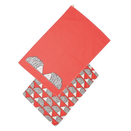 Scion Living Spike Set Of 2 Tea Towels Red