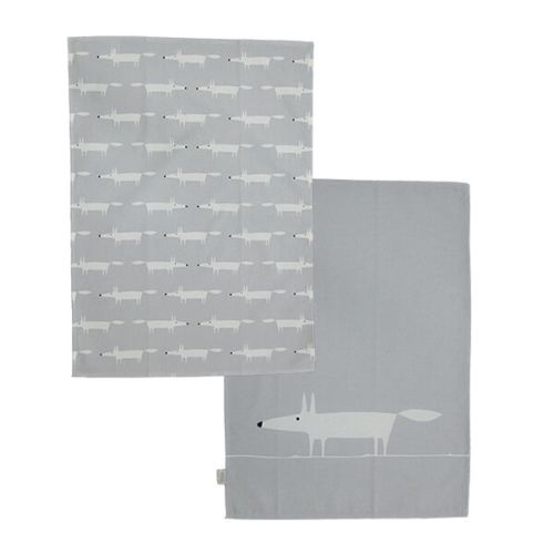 Scion Mr Fox Set of 2 Tea Towels Grey