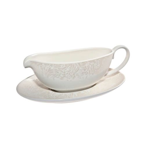 Denby Monsoon Lucille Gold Sauce Boat & Stand