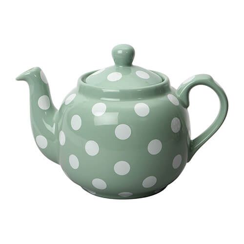 London Pottery 4 Cup Farmhouse Filter Teapot Green With White Spots