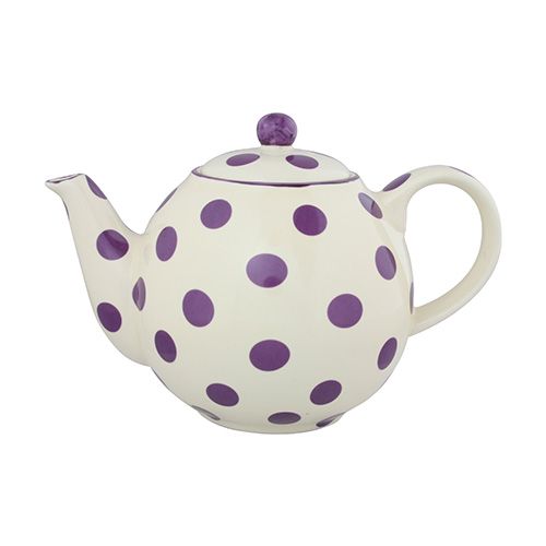 London Pottery 4 Cup Globe Teapot Aubergine Spots