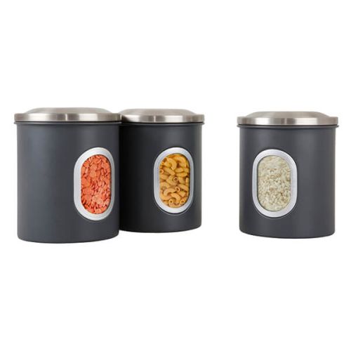 Denby Set Of 3 Canisters Grey