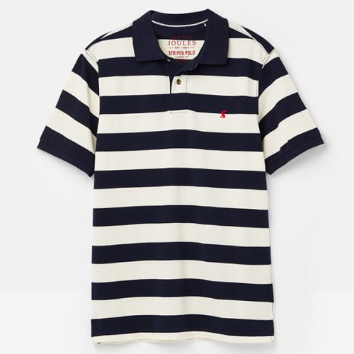 Joules Filbert Navy Cream Stripe Striped Classic Fit Polo