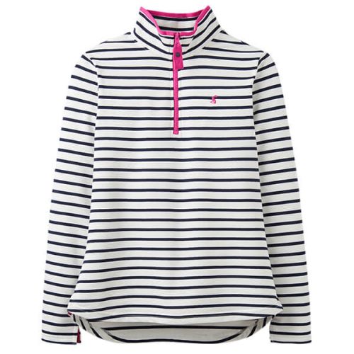 Joules Fairdale Cream Navy Stripe Sweatshirt With Zip Neck