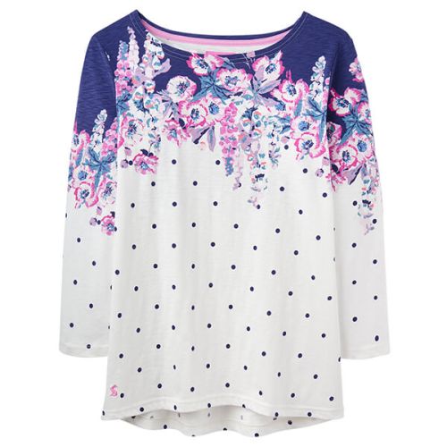 Joules Harbour Print Cream Floral Spot Printed Jersey Top