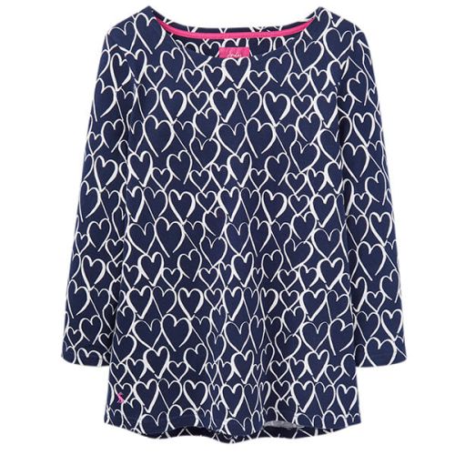 Joules Harbour Print French Navy Hearts Printed Jersey Top