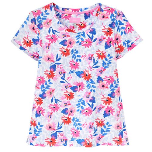 Joules Nessa Print White Multi Floral Lightweight Jersey T-Shirt