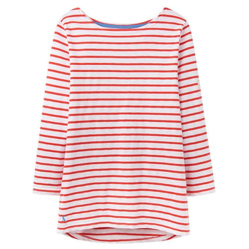 Joules Harbour Light White Red Stripe Lightweight Jersey Top