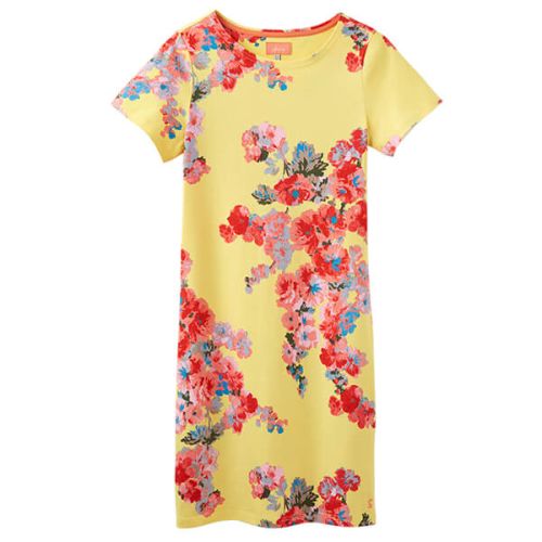 Joules Riviera Print Lemon Floral Printed Dress With Short Sleeves