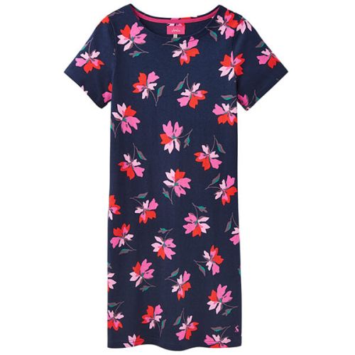 Joules Riviera Print Navy Floral Printed Dress With Short Sleeves Size 18