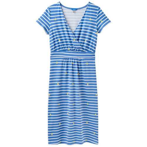 Joules Jude Blue Pear Stripe Jersey Wrap Dress Size 12
