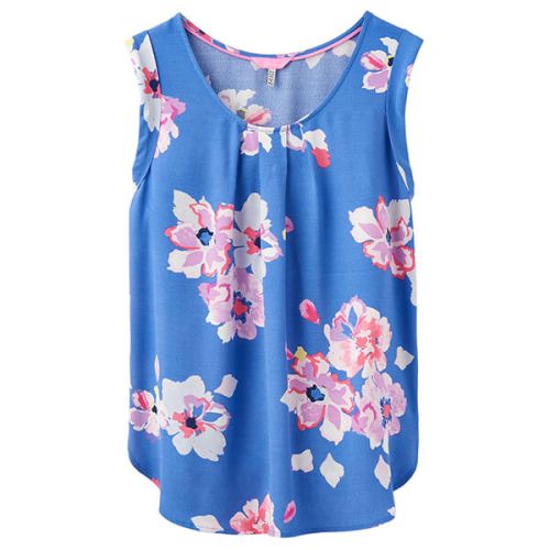Joules Alyse Blue Floral Sleeveless Woven Top Size 16