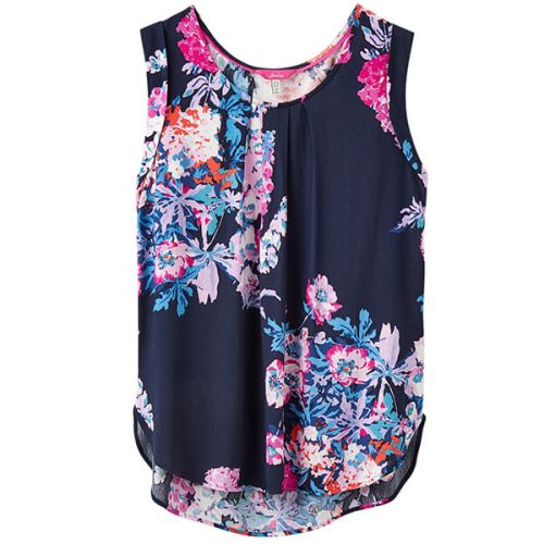 Joules Alyse Navy Floral Sleeveless Woven Top Size 20