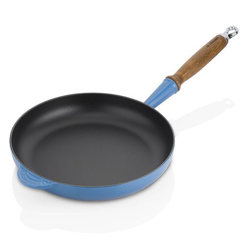 Le Creuset Signature Marseille Blue Cast Iron 26cm Frying Pan With Wood Handle