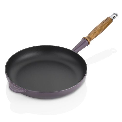 Le Creuset Signature Cassis Cast Iron 26cm Frying Pan With Wood Handle