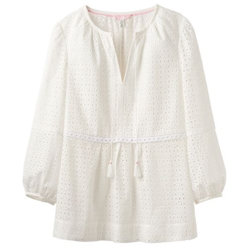 Joules Daria Bright White Broiderie Woven Top