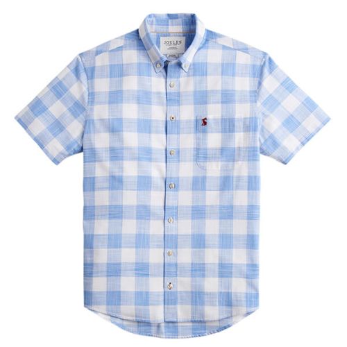 Joules Wilson Blue Check Short Sleeve Classic Fit Check Shirt Size XL
