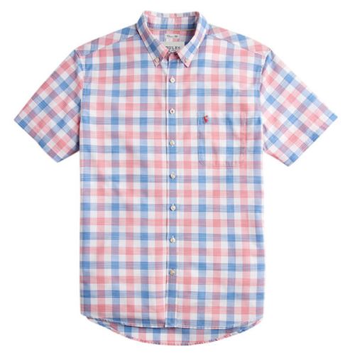 Joules Wilson Pink Check Short Sleeve Classic Fit Check Shirt