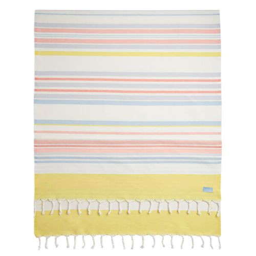 Joules Cream Orange Stripe Beach Cotton Blanket