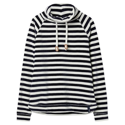 Joules Mayston Cream Navy Stripe Funnel Neck Light Sweatshirt