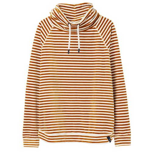 Joules Mayston Cream Gold Stripe Funnel Neck Light Sweatshirt