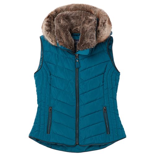 Joules Maybury Dark Teal Chevron Quilt Padded Gilet With Hood