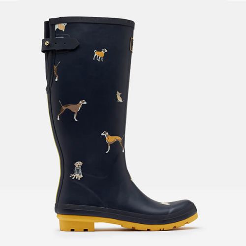 Joules Welly Print With Adjustable Back Navy Harbour Dogs Size 5
