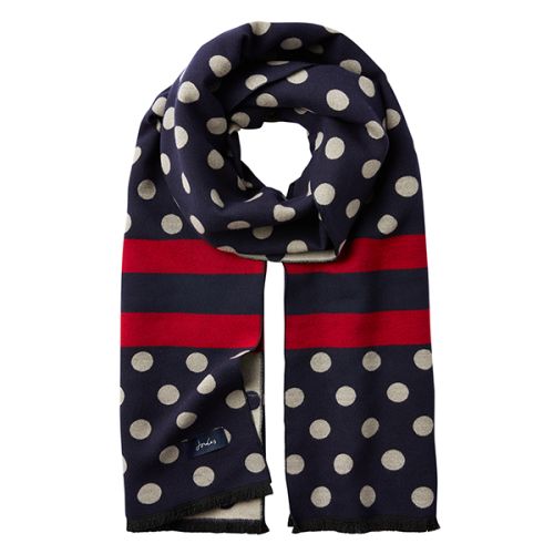 Joules Jacquelyn French Navy Spot Jacquard Scarf