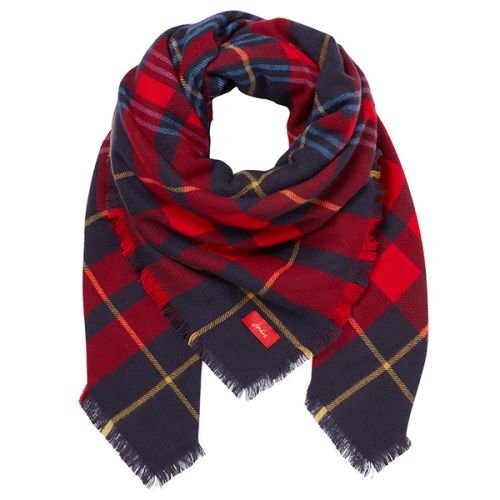 Joules Heyford Navy Check Oversized Square Check Scarf