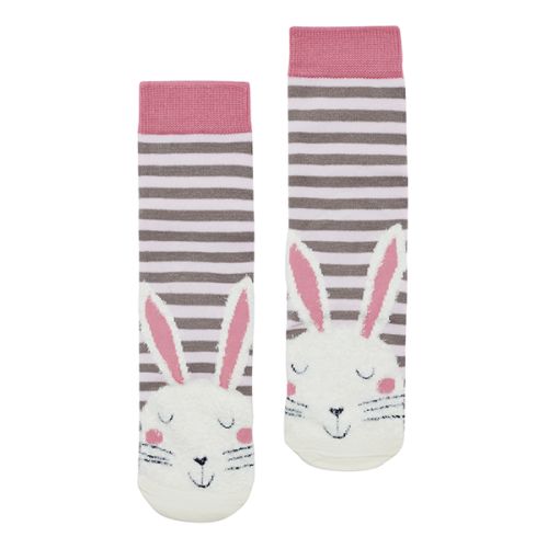 Joules Neat Feet Pink Stripe Bunny Character Intarsia Socks