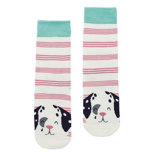 Joules Neat Feet Pink Stripe Dalmatian Character Intarsia Socks