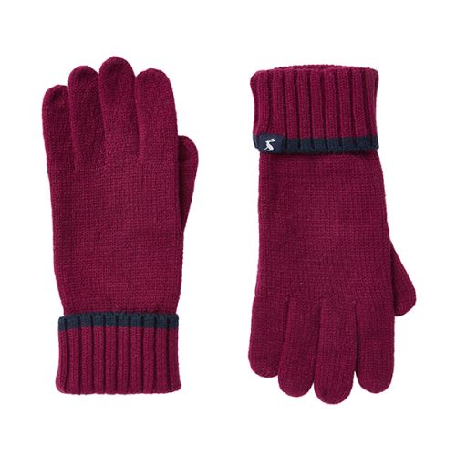 Joules Snowday Berry Blush Knitted Gloves