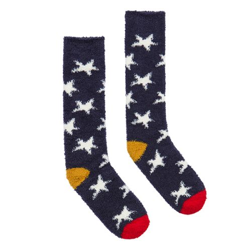 Joules Fabulously Fluffy Navy Winter Star Socks Size 4-8