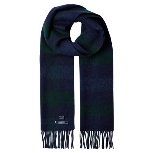 Joules Tytherton Navy Green Check Wool Checked Scarf