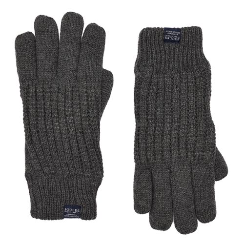 Joules Bamburgh Grey Cable Knit Gloves