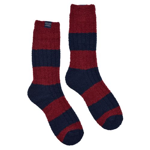 Joules Deep Red Supersoft Fluffy Socks Size 7-12