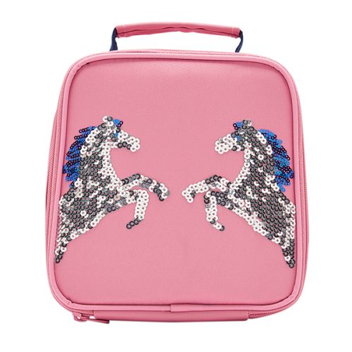 Joules Munch Pink Sequin Horse Girls Lunch Bag
