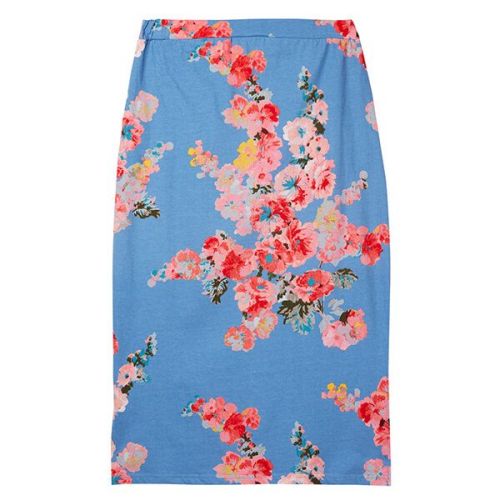 Joules Amara Print Blue Floral Jersey Midi Skirt