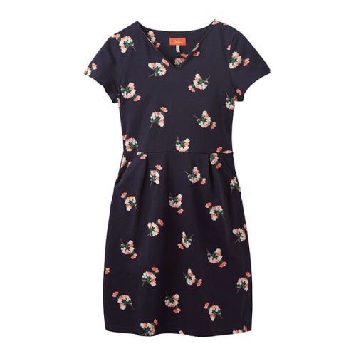 Joules Laurie Print Navy Posy Short Sleeve Dress