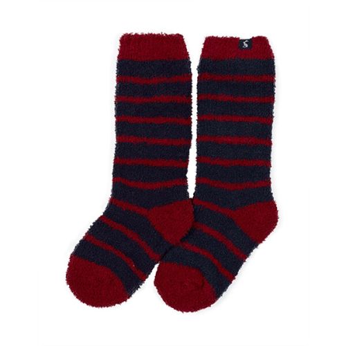 Joules Fab Fluffy Navy Red Stripe Fluffy Socks