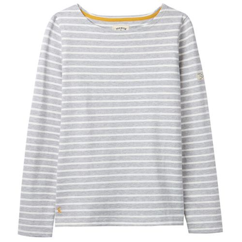 Joules Harbour Grey Stripe Long Sleeve Jersey Top