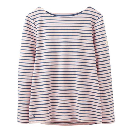 Joules Harbour Pink Navy Stripe Long Sleeve Jersey Top