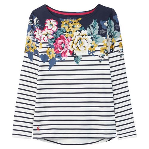 Joules Harbour Print Anniversary Border Floral Long Sleeve Jersey Top