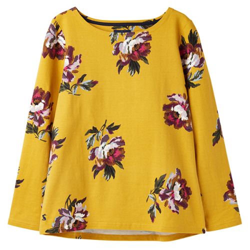 Joules Harbour Print Gold Peony Long Sleeve Jersey Top